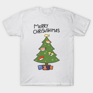 Merry Chrisushimas Tree Funny Sushi Lover Christmas Card Kawaii Cute Anime Food T-Shirt